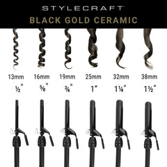 StyleCraft Black Gold Spring Curling Iron 1 1/4"